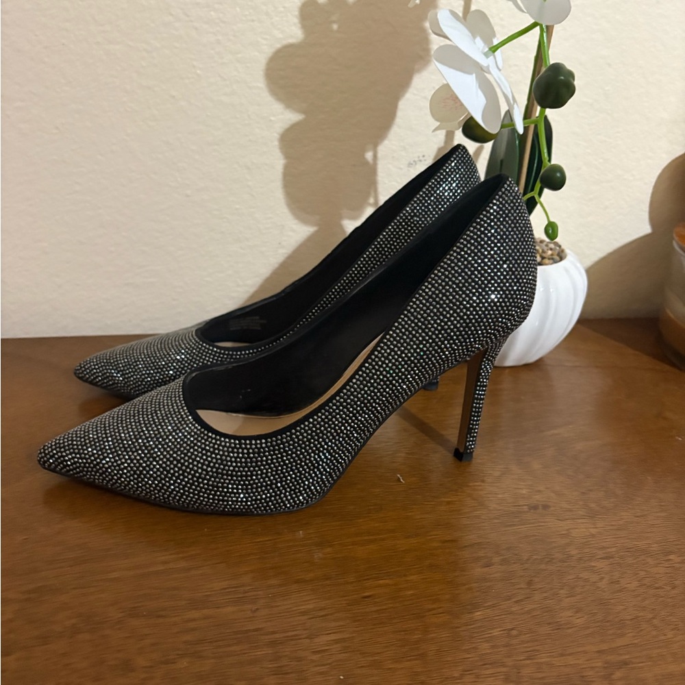 Sparkling Black and Silver Women's Heels